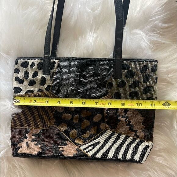 New Coast handbag animal print beaded shoulder purse - Picture 6 of 7